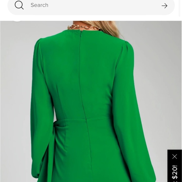 NWT Lulus Believe It or Knot Long Sleeve Tie-Front Skater Dress - Picture 4 of 4